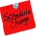  red note with words schedule change on it